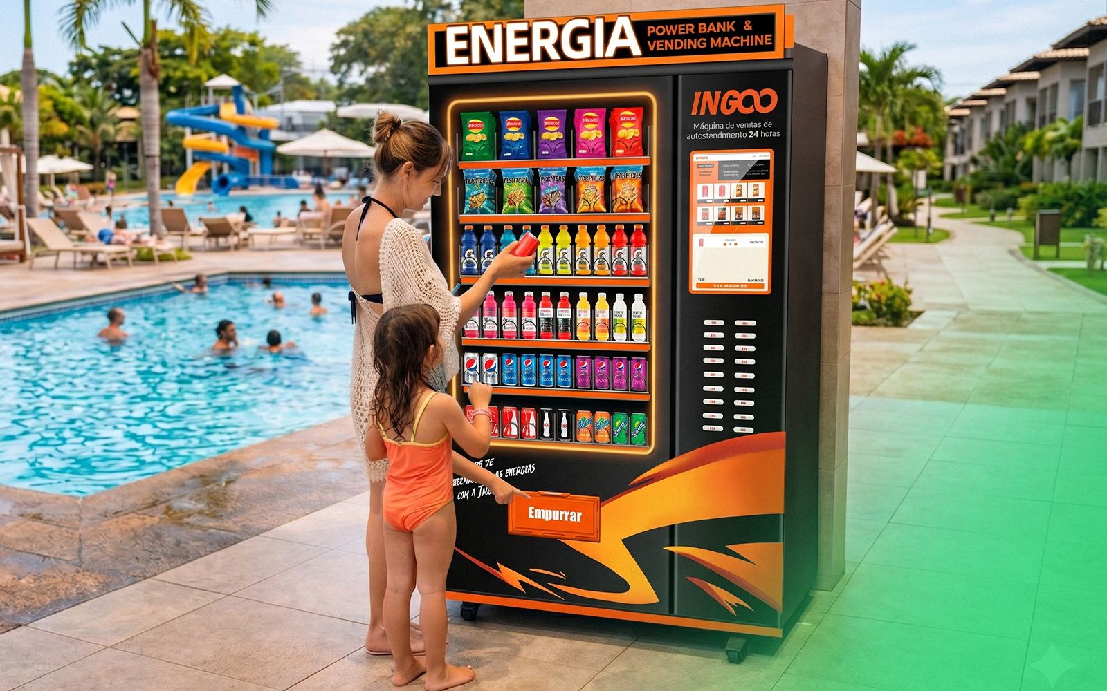 Vending machine INGOO de energia e snacks em resort